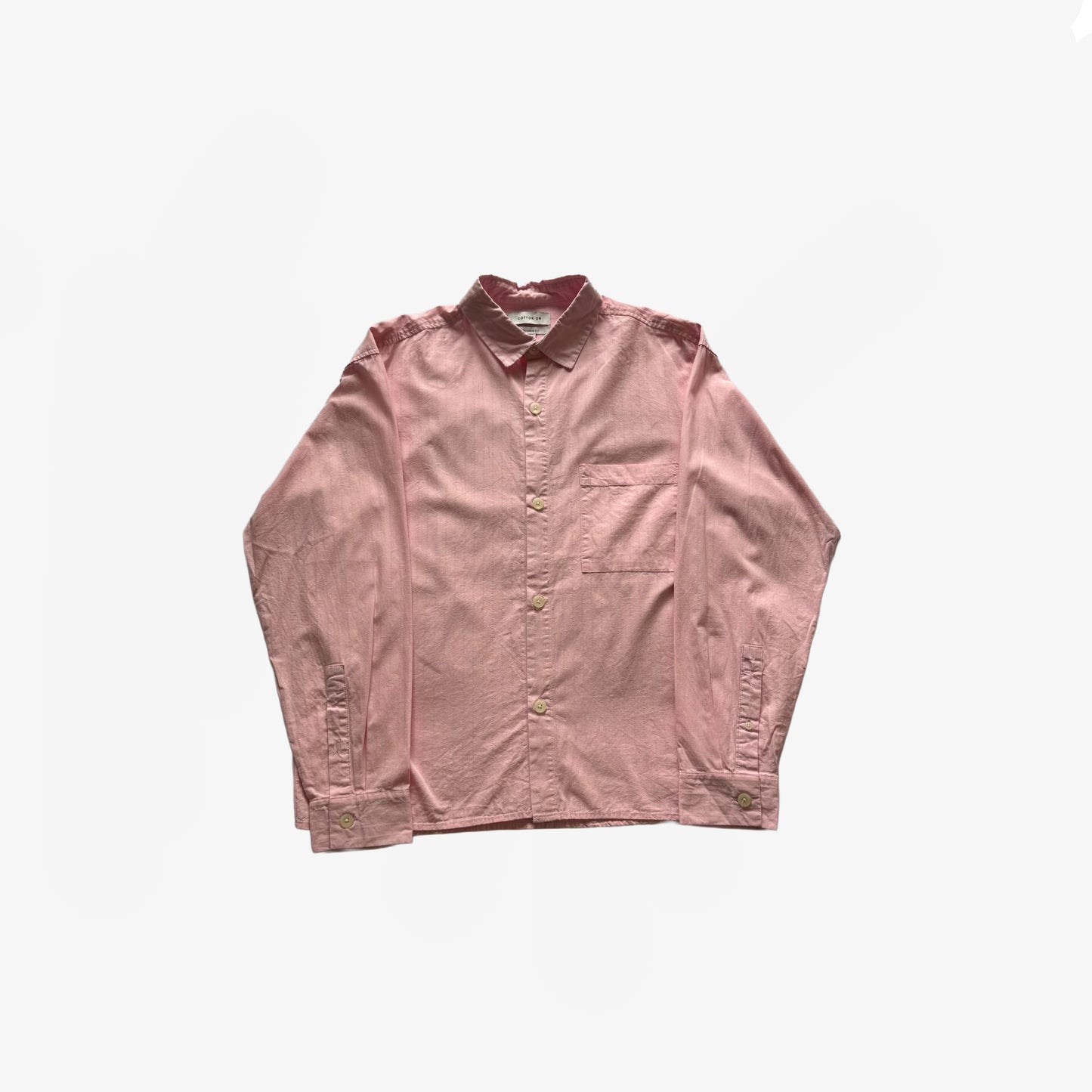 Cropped Pink LS Button Up Shirt