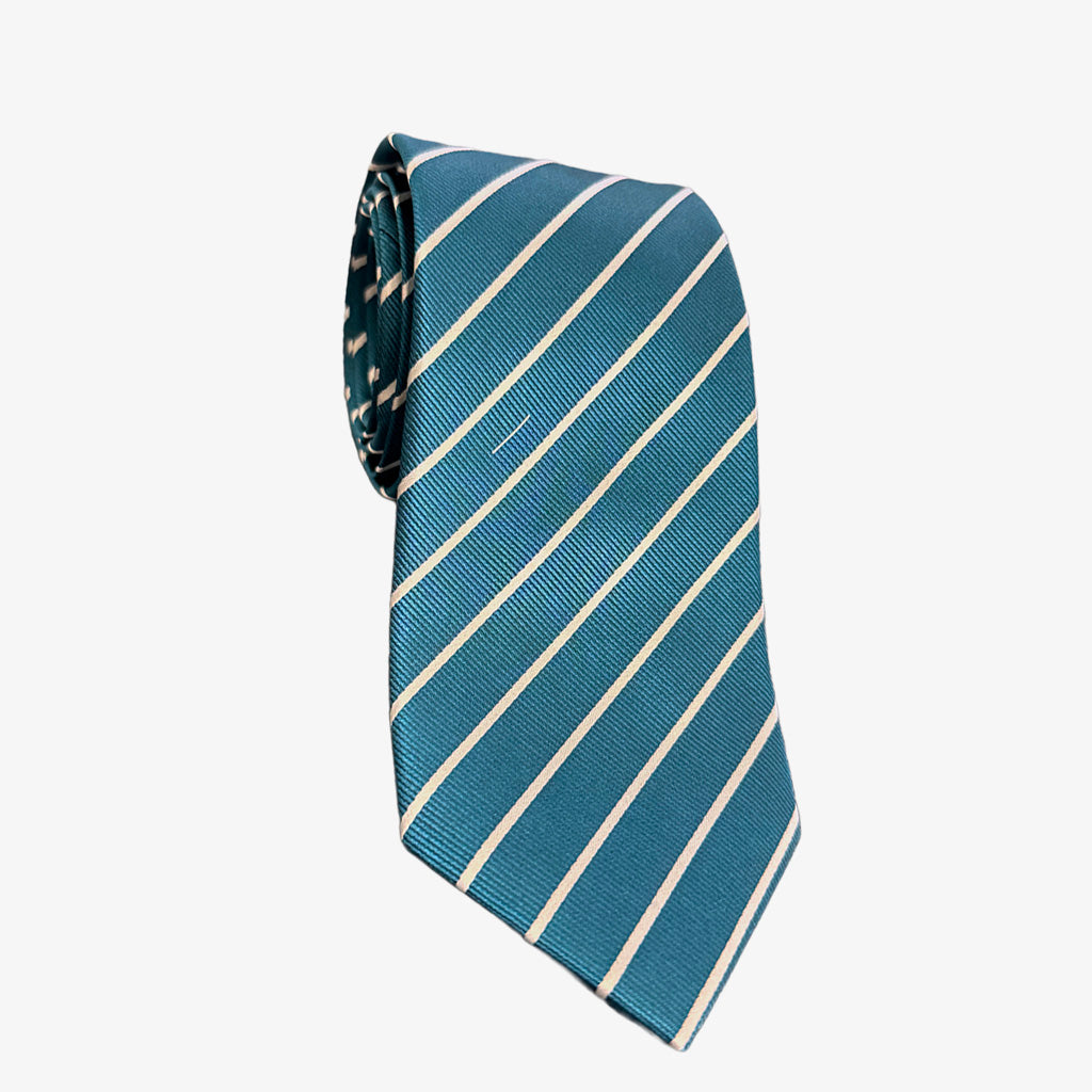 Blue & White Striped Silk Tie