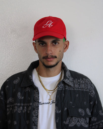 LA Script Velcro Strap Hat In Red