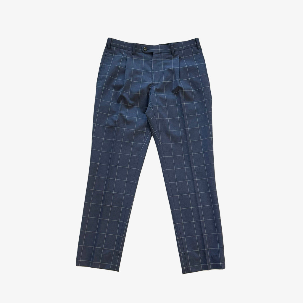 Blue Windowpane Suit Trousers