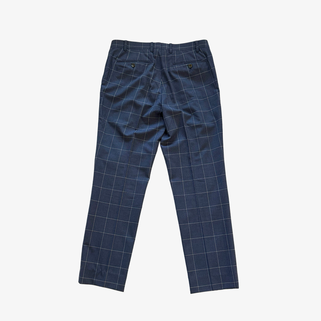Blue Windowpane Suit Trousers