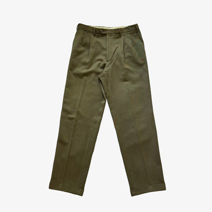 Barney’s NY Olive Wool Pleated Trousers
