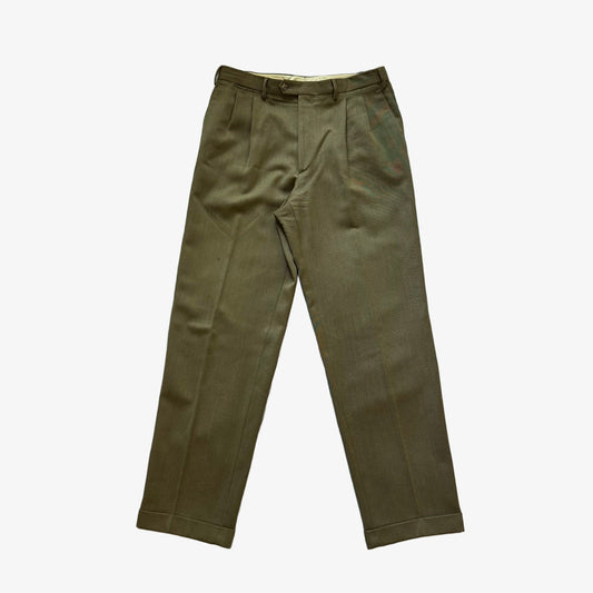 Barney’s NY Olive Wool Pleated Trousers