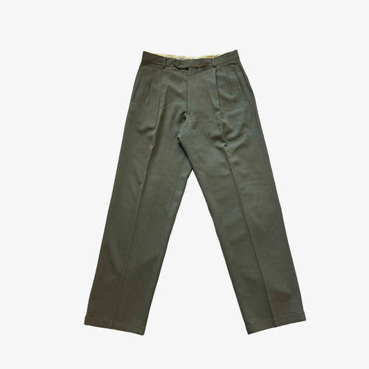 Olive Pleated Trousers