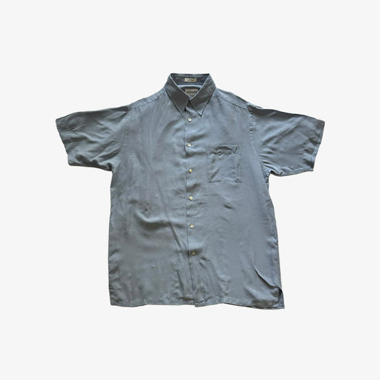 Silk Short Sleeve Button Up Shirt