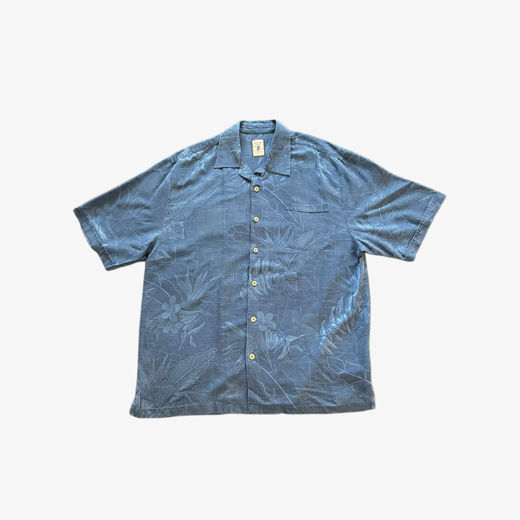 Blue Floral Short Sleeve Button Up Shirt