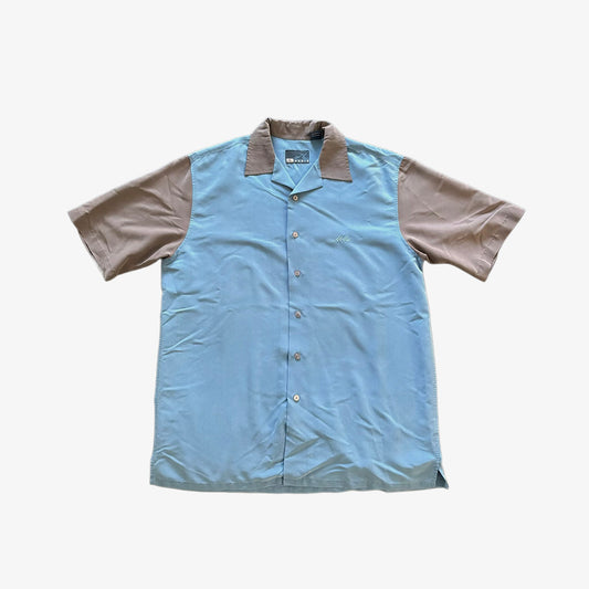Blue & Grey Short Sleeve Camp Collar Shirt