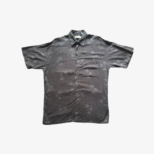 Black Palm Tree Short Sleeve Button Up Shirt
