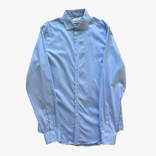 Calvin Klein Blue Herringbone Dress Shirt