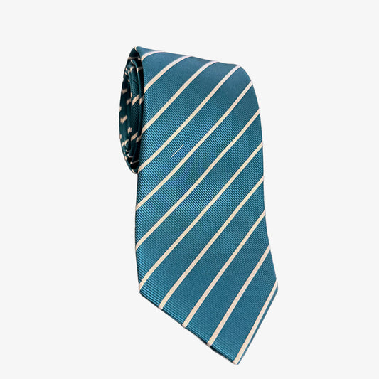 Blue & White Striped Silk Tie
